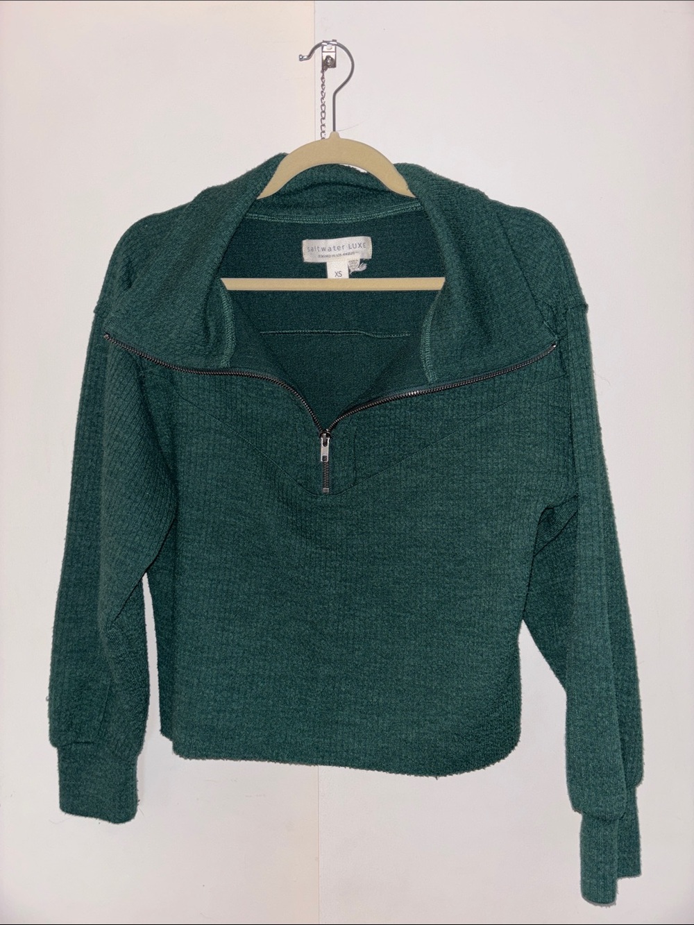 Dark Green Half-Zip Turtleneck Sweater